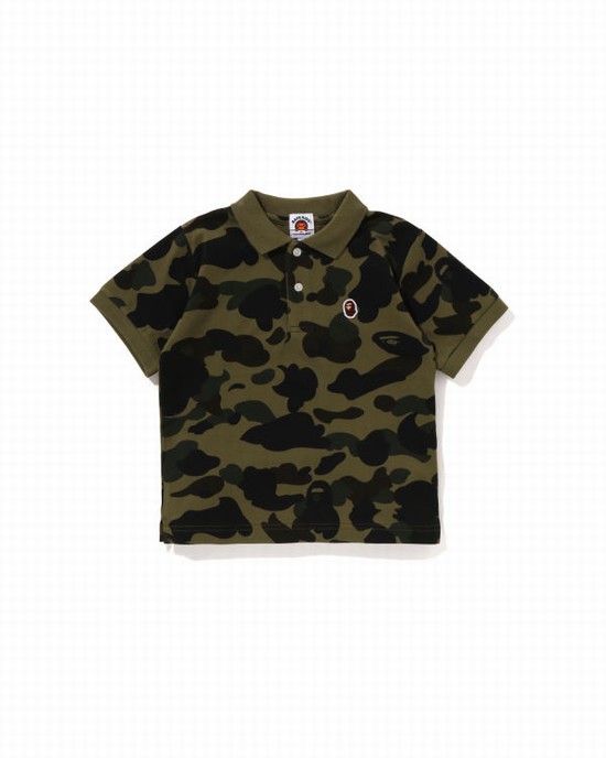 Green Bape 1st Camo One Point Polo Kids' Shirts | ZA-25769