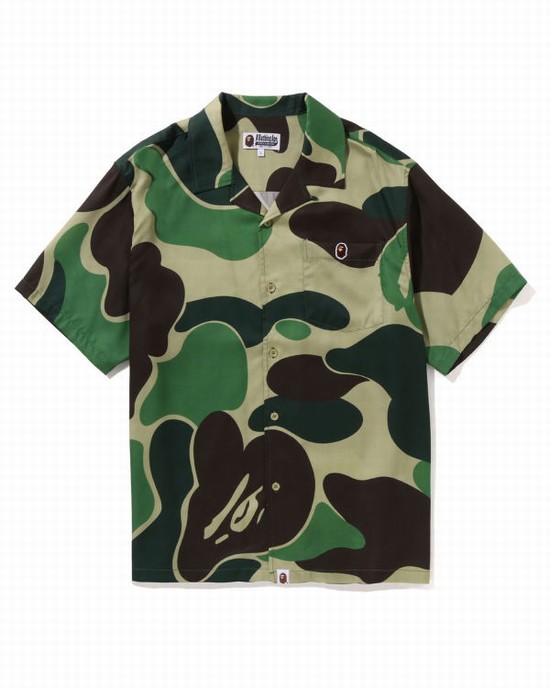 Green Bape ABC Camo Open Collar Men's Shirts | ZA-08972