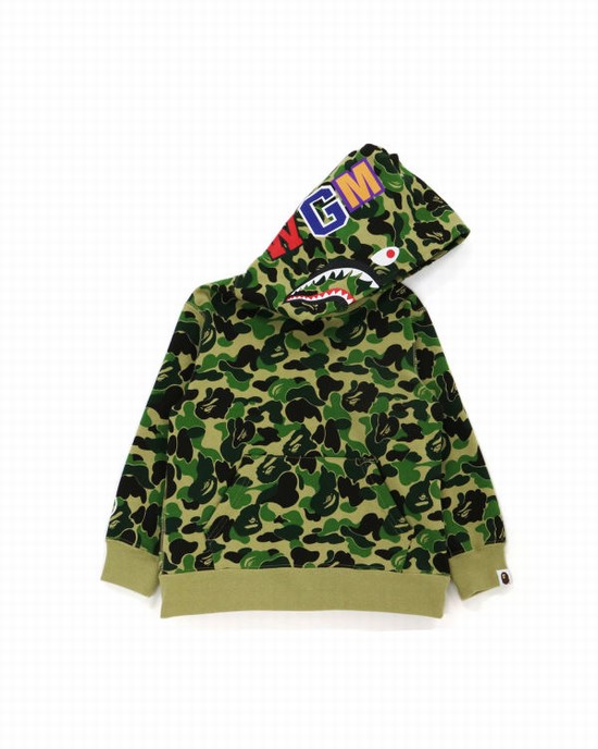 Green Bape ABC Camo Shark Pullover Kids' Hoodie | ZA-19687