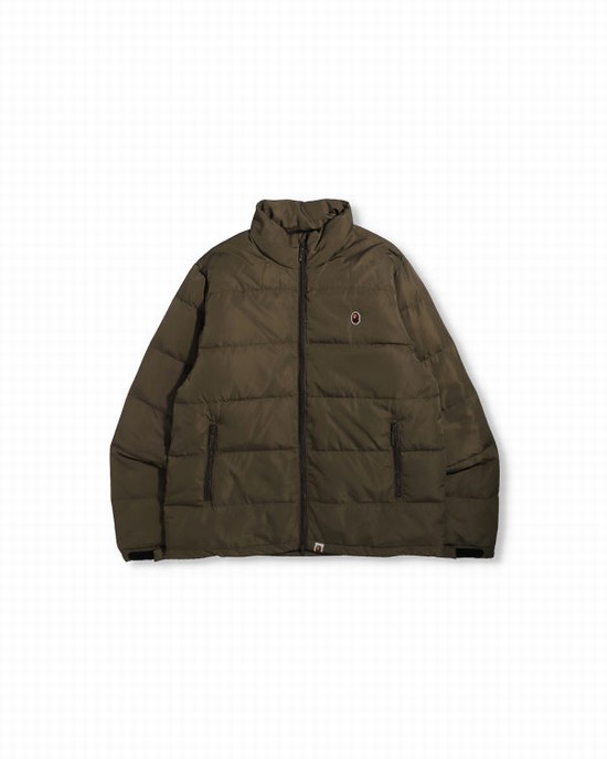 Green Bape Ape Head One Point Men's Down Jackets | ZA-15493