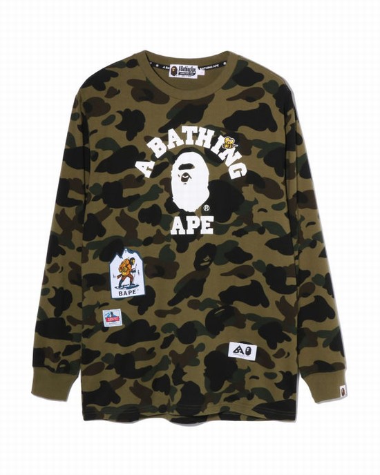 Green Bape Multi Label 1st Camo L/S Women's T Shirts | ZA-21807