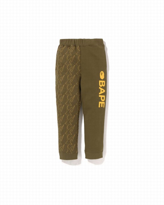 Green Bape STA Quilting Kids' Sweatpants | ZA-95710