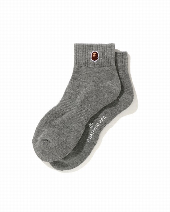 Grey Bape Ape Head One Point Ankle Men's Socks | ZA-95471