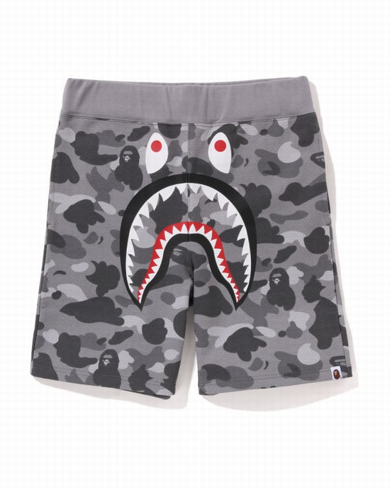 Grey Bape Honeycomb Camo Shark Men's Shorts | ZA-25701