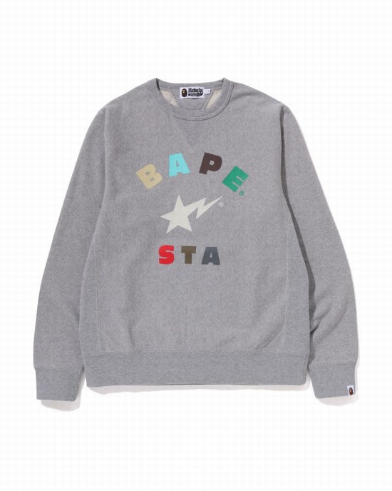Grey Bape STA Crewneck Men's Sweatshirts | ZA-95678