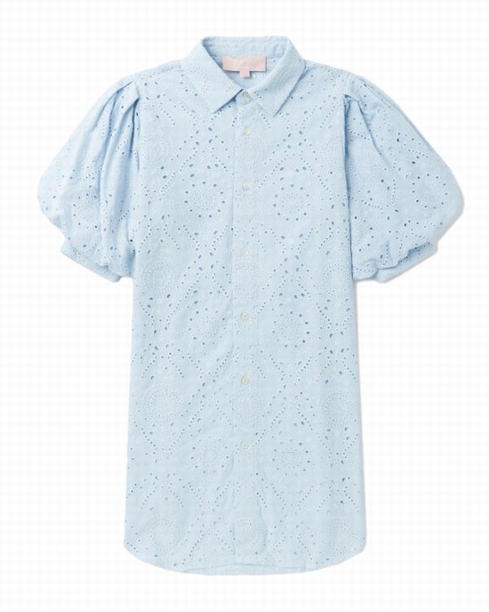 Light Blue Bape Eyelet dolly Women's Shirts | ZA-76019