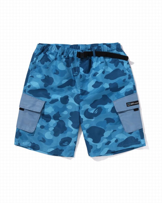 Light Blue Bape Honeycomb Camo Cargo Men's Shorts | ZA-48095