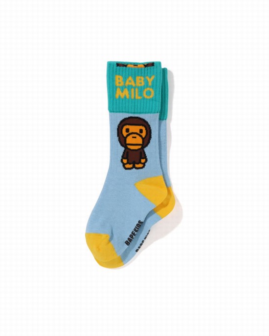 Light Blue Bape Milo Cuffs Kids' Socks | ZA-47913