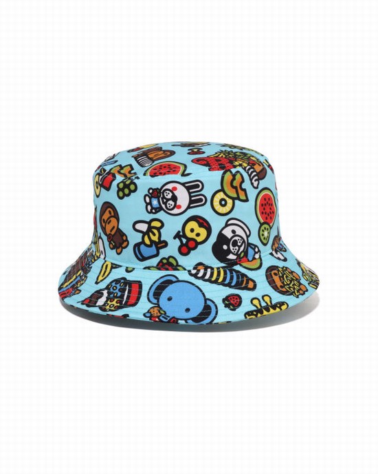 Light Blue Bape Milo Mixed Fruit Bucket Kids' Hats | ZA-76845
