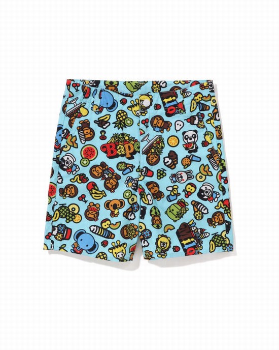 Light Blue Bape Milo Mixed Fruit Kids' Shorts | ZA-25067