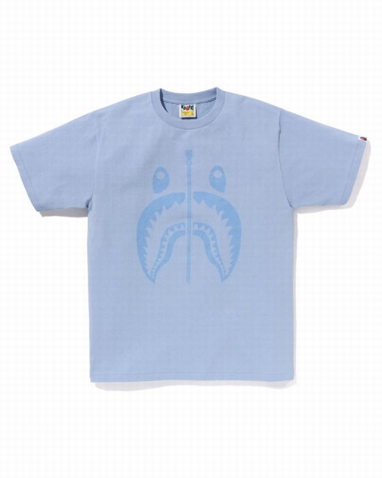 Light Blue Bape Pigment Shark Men's T Shirts | ZA-70264