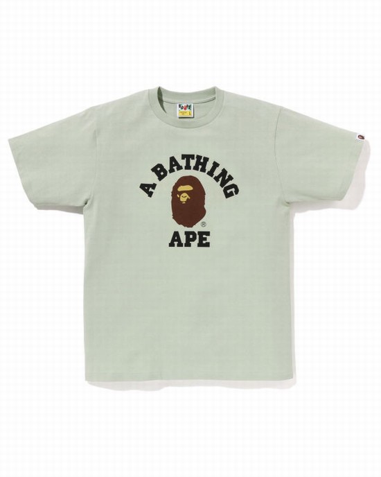 Light Green Bape Pigment College Men's T Shirts | ZA-76059