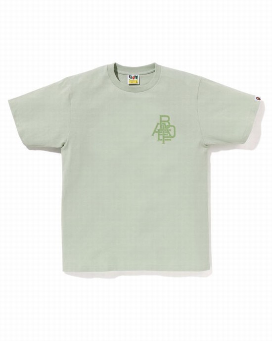 Light Green Bape Pigment Logo Men's T Shirts | ZA-53621