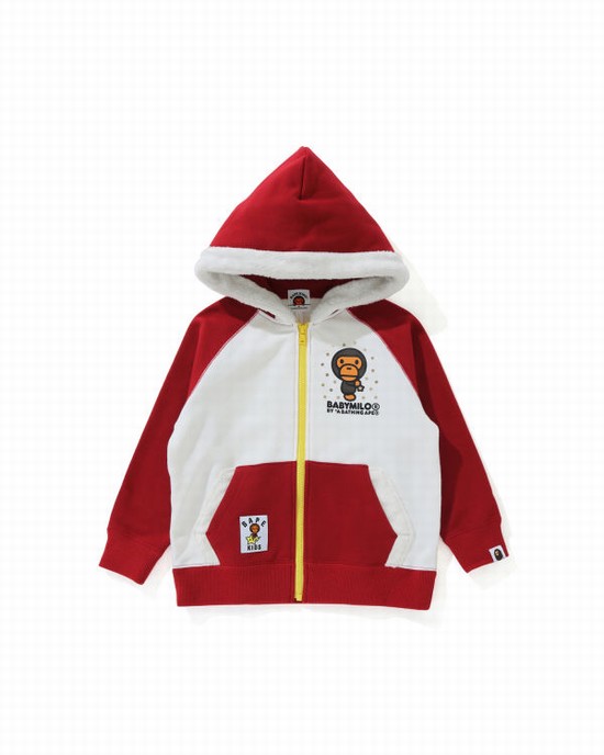 Light Red Bape Milo Star Zip Kids' Hoodie | ZA-37201