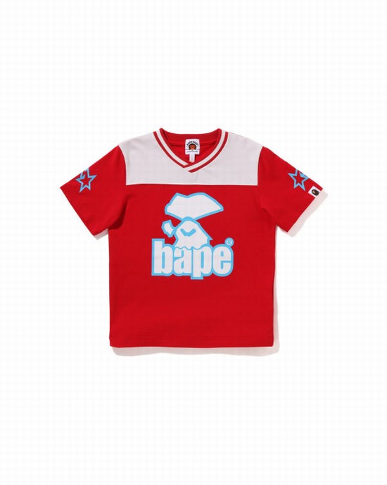Light Red Bape Moonface Football Kids' T Shirts | ZA-92314