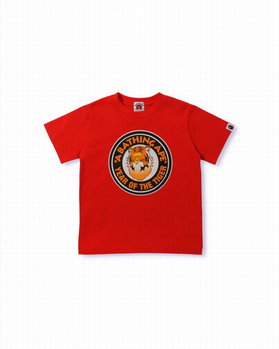 Light Red Bape Year Of The Tiger Kids' T Shirts | ZA-47635