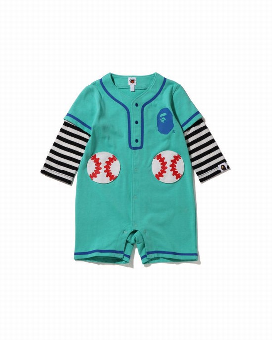 Mint Bape Hoop Baseball Layered Rompers Kids' Bodysuit | ZA-78569