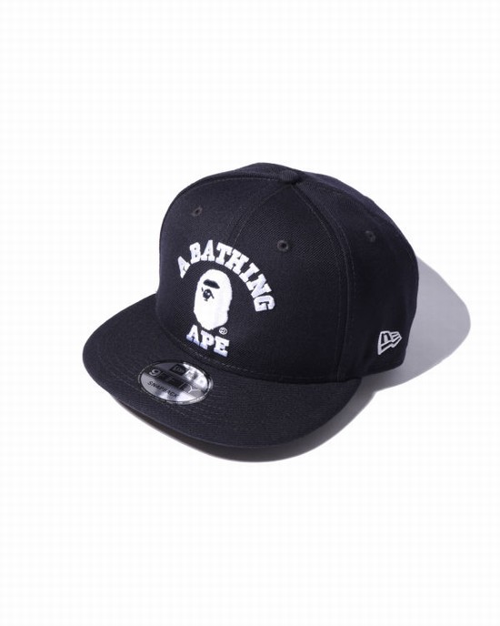 Navy / Blue Bape College New Era Snap Back Men's Caps | ZA-63524