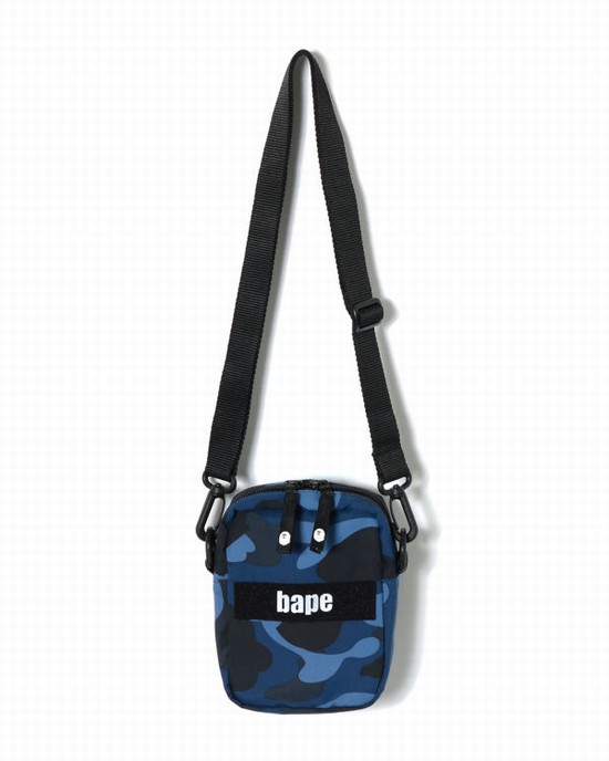 Navy / Blue Bape Color Camo Military Men's Shoulder Bags | ZA-75980