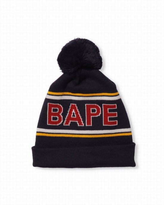 Navy / Blue Bape Knit Men's Caps | ZA-40823