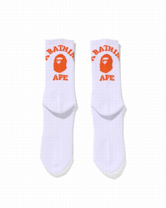Orange Bape College Men's Socks | ZA-31827