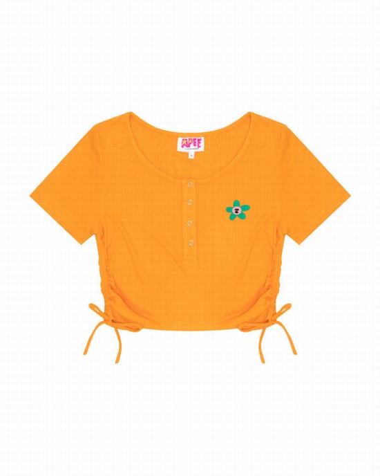 Orange Bape Logo drawstring cropped Women's Blouse | ZA-16580