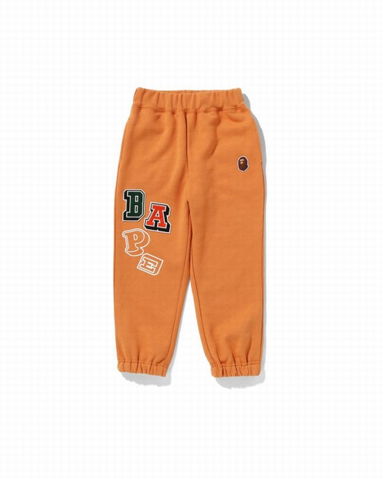 Orange Bape Multi Fonts Kids' Sweatpants | ZA-37954