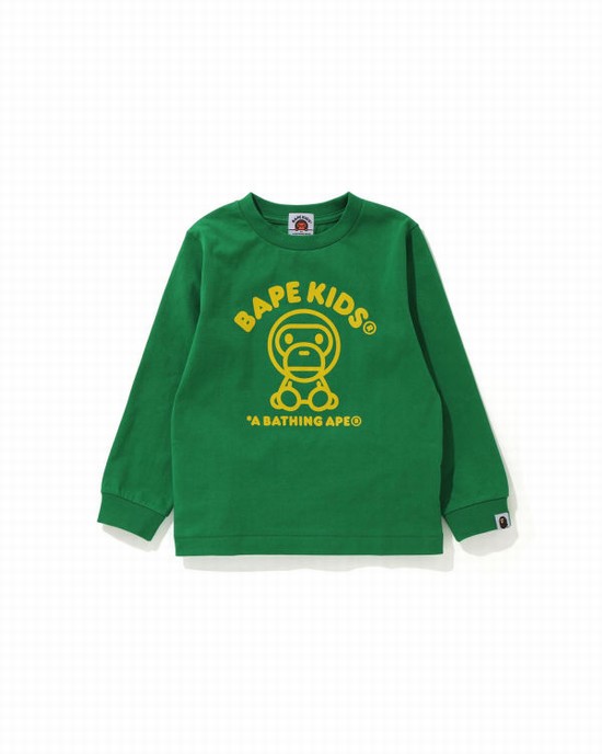 Peacock / Green Bape Milo Rug L/S Kids' T Shirts | ZA-68435