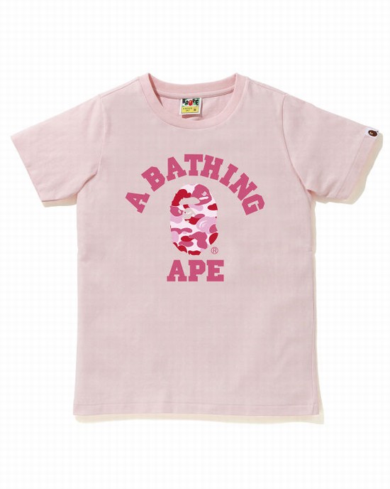 Pink Bape ABC Camo College Women's T Shirts | ZA-10287