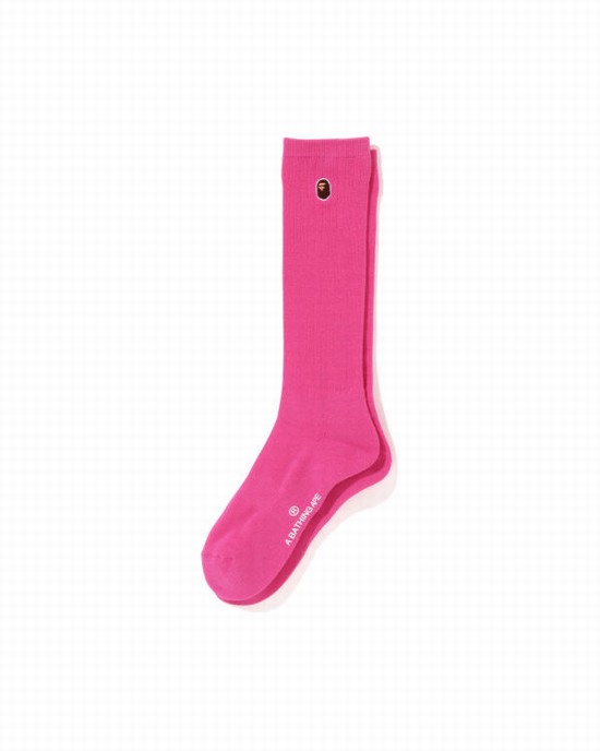 Pink Bape Ape Head One Point Women's Socks | ZA-53401