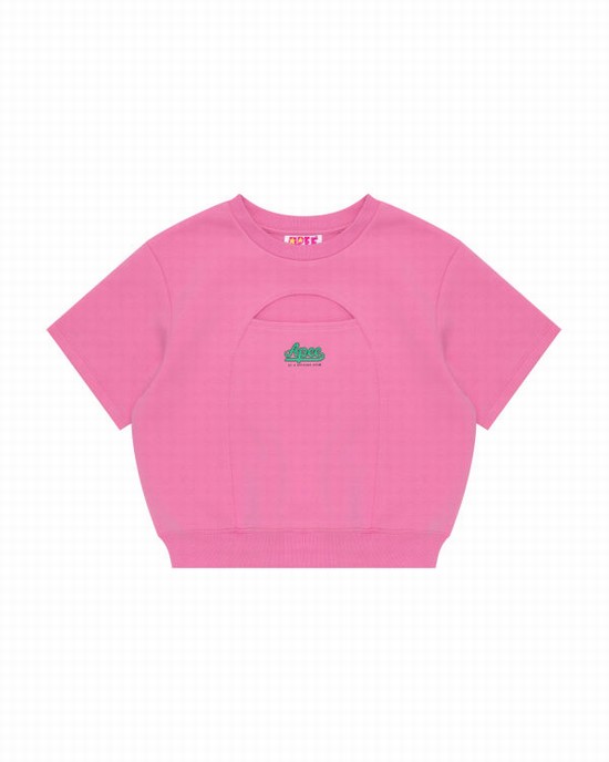 Pink Bape Cropped logo Women's Sweatshirts | ZA-91258