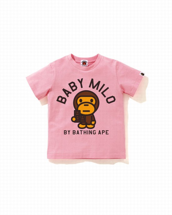 Pink Bape Milo Chocolate Kids' T Shirts | ZA-49218
