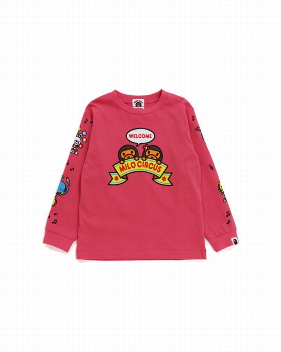 Pink Bape Milo Circus L/S Kids' T Shirts | ZA-05192