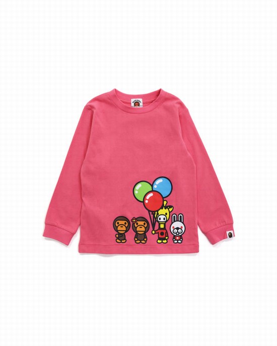 Pink Bape Milo & Friends L/S Kids' T Shirts | ZA-51428