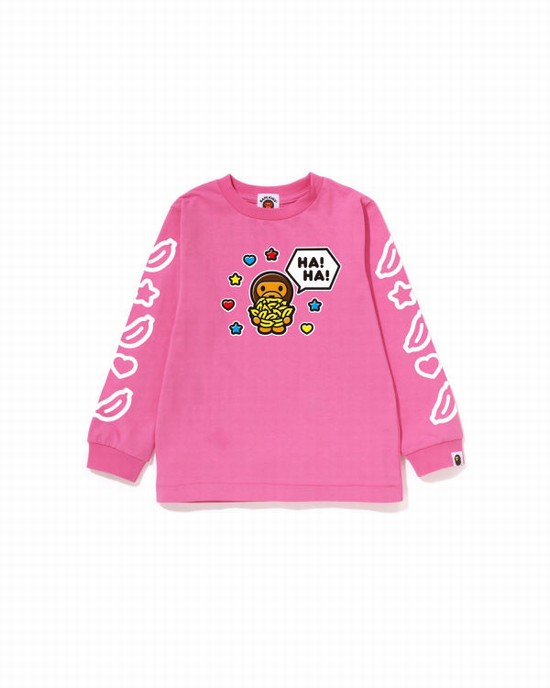 Pink Bape Milo Speech Balloon L/S #1 Kids' T Shirts | ZA-57621
