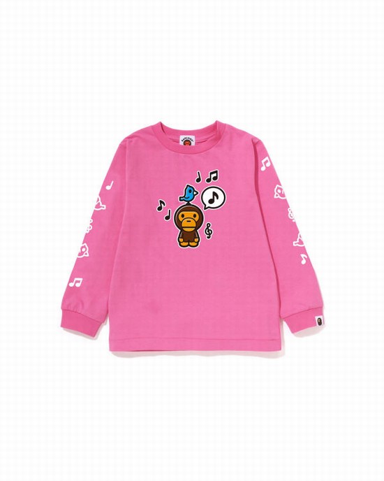 Pink Bape Milo Speech Balloon L/S #2 Kids' T Shirts | ZA-59206