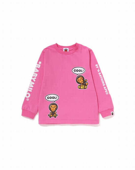 Pink Bape Milo Speech Balloon L/S #3 Kids' T Shirts | ZA-68457