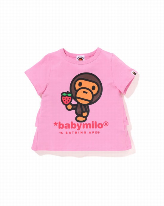 Pink Bape Milo Strawberry Frill Kids' T Shirts | ZA-43167