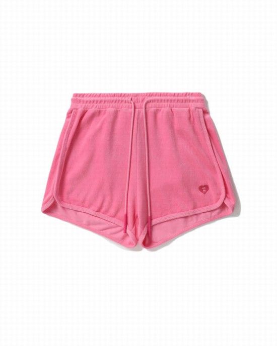Pink Bape Towelling track Women's Shorts | ZA-89341
