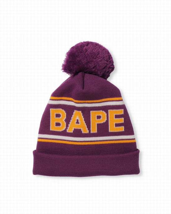 Purple Bape Knit Men's Caps | ZA-83672