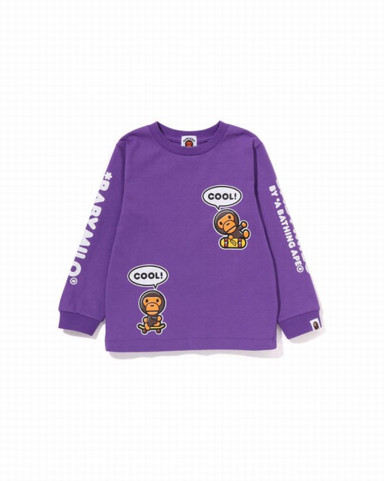 Purple Bape Milo Speech Balloon L/S #3 Kids' T Shirts | ZA-47123