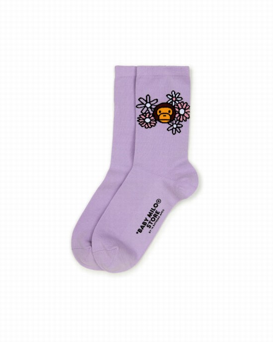 Purple Bape Milo Women's Socks | ZA-08364