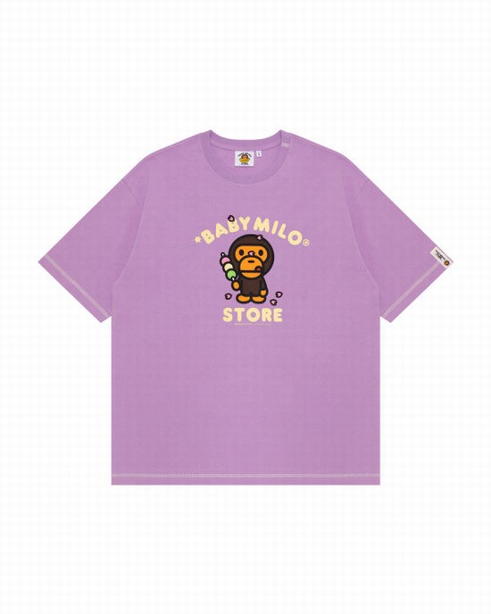 Purple Bape Milo boxy fit Women's T Shirts | ZA-82071