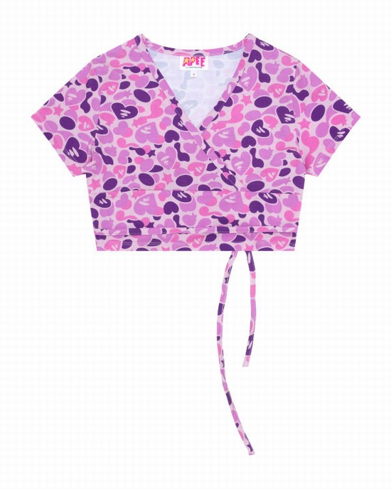Purple Bape Printed Women's Blouse | ZA-27695