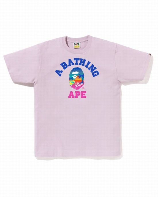 Purple Bape Sunset Beach Men's T Shirts | ZA-83452