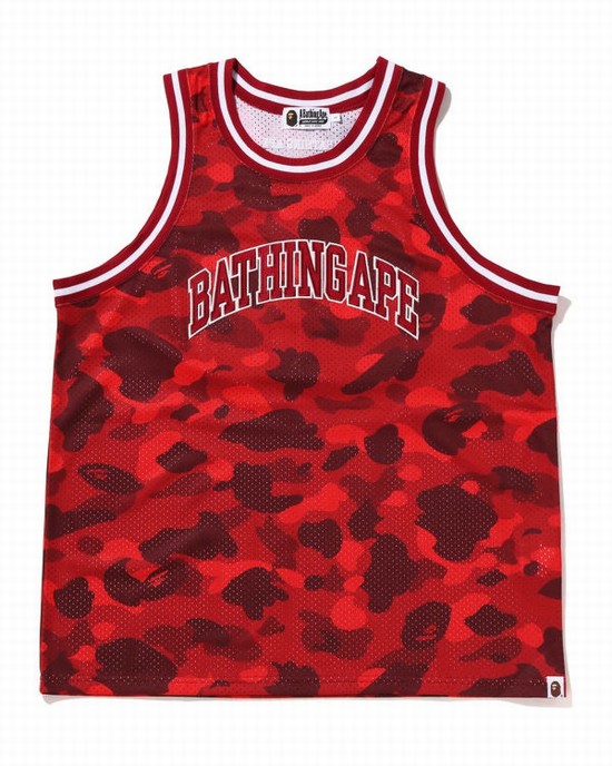 Red Bape Color Camo Basketball Men's T Shirts | ZA-08736