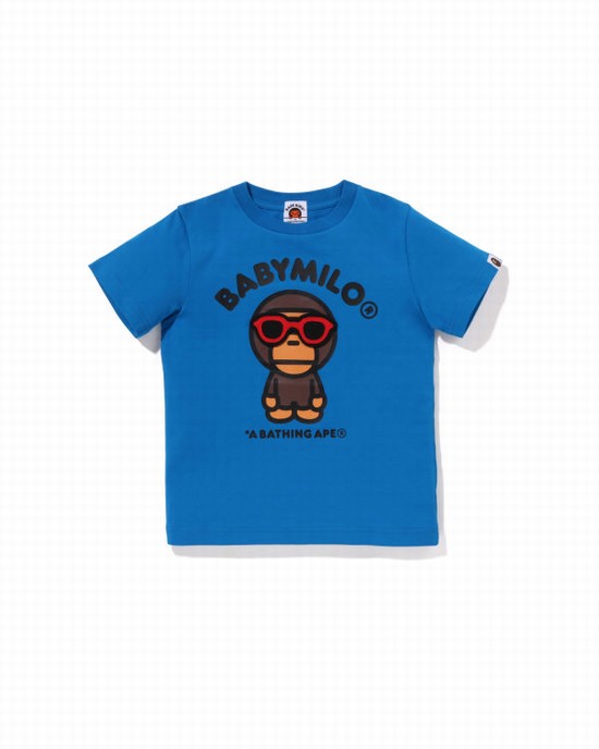 Royal / Blue Bape Milo Sunglass Patched Kids' T Shirts | ZA-61823
