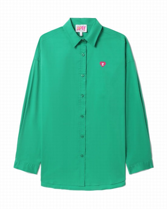 Turquoise Bape Boyfriend Women's Shirts | ZA-75849