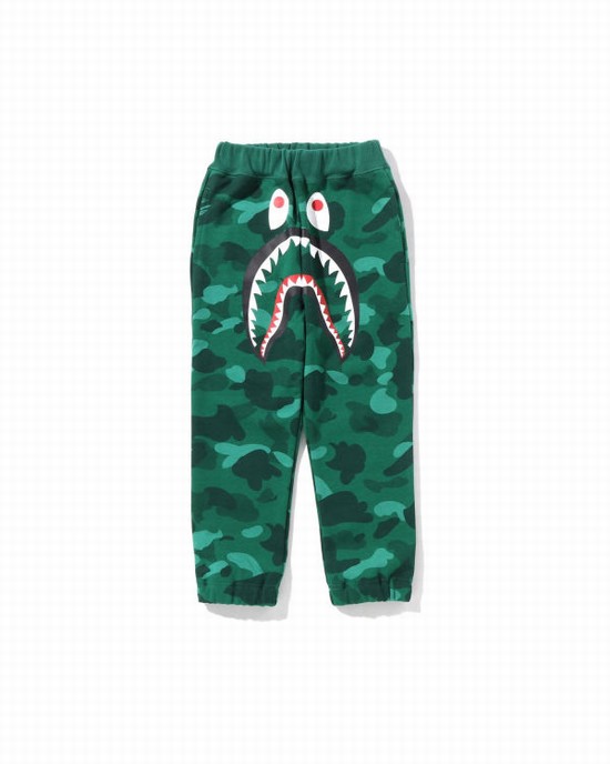 Turquoise Bape Color Camo Shark Kids' Sweatpants | ZA-25698
