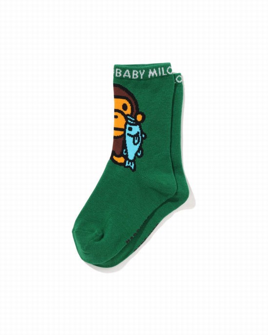 Turquoise Bape Milo Black Bass Kids' Socks | ZA-35407